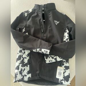 Cowgirl jacket cow print black and white size medium